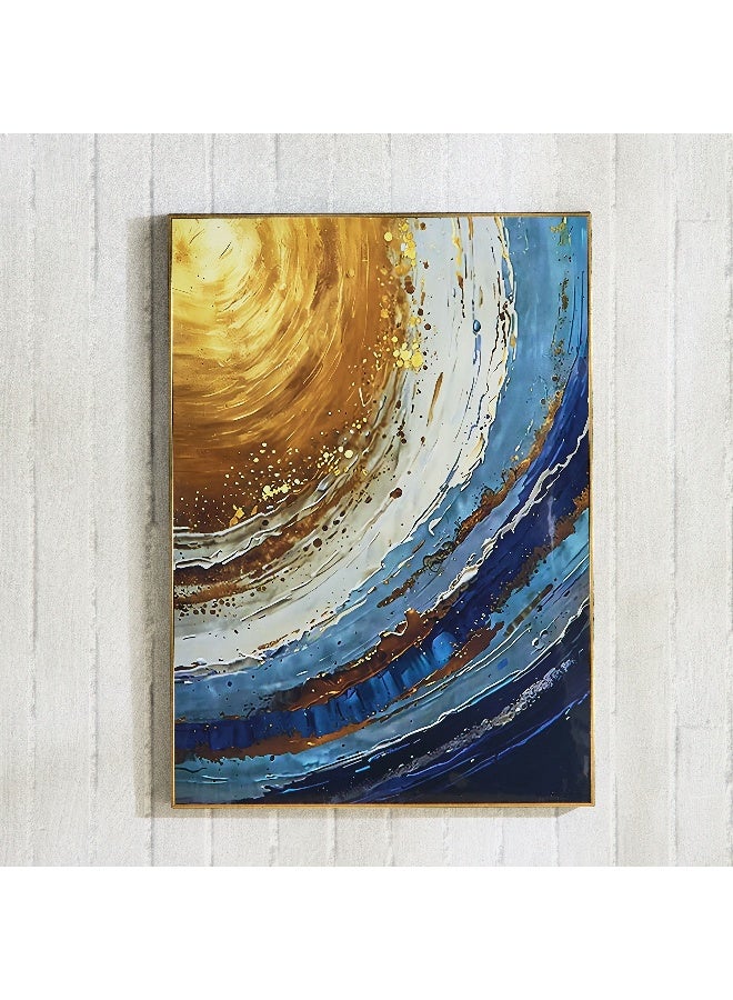 Home Box صورة تجريدية مؤطرة - الأزرق والذهبي - Image 1