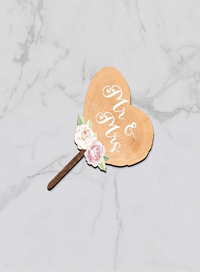 Party to Be 12 PCS Wedding Cupcake Toppers Rustic Heart Wood Slice with Flower Design Anniversary Wedding Cake Cupcake Decoration (Pink Rose) - Image 3
