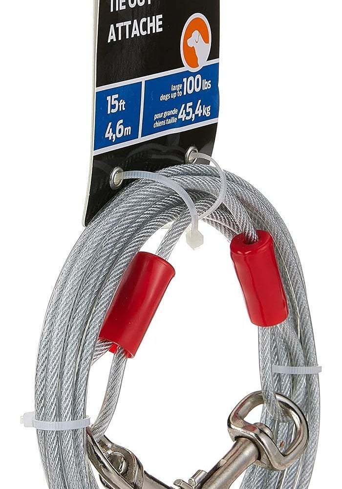 Petmate Heavy Duty 15-Foot Tie-Out Cable for Large Dogs up to 100 lbs - Image 2