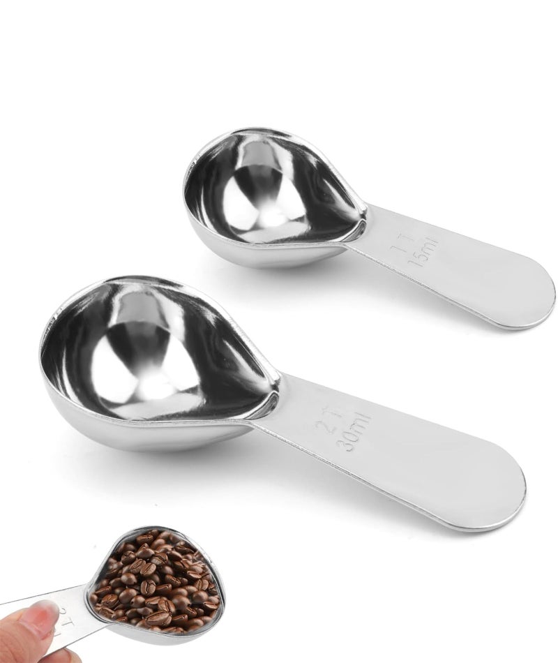 KalamkariX 2PCS Measuring Spoon Set, Coffee Spoon with Measurement Markings, Stainless Steel Scoop Spoon,(15ml and 30ml), Small Spoons for Kitchen, Dining, and Coffee Brewing - Image 1