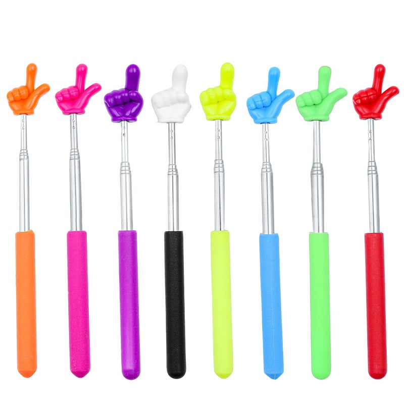 aeloer 8Pcs Telescopic Teachers Pointer, Mini Pointer Finger Stick for Classroom, Retractable Hand Pointer for School Presentations(8 Colors) - Image 1