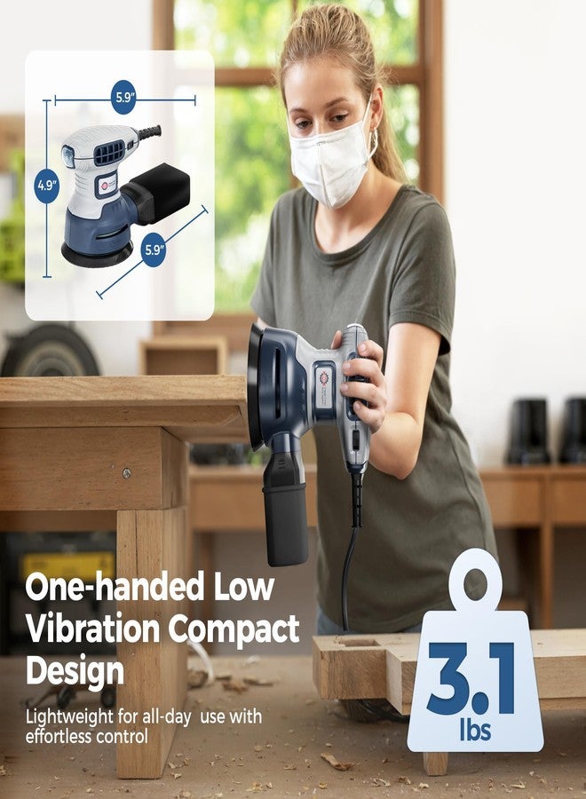HeroJet Orbital Sander, 360W, 13000 RPM, 6 Variable Speeds with Dust Bag - Image 2