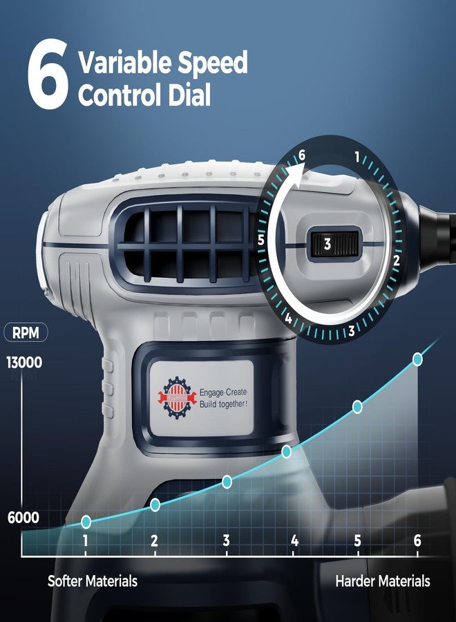 HeroJet Orbital Sander, 360W, 13000 RPM, 6 Variable Speeds with Dust Bag - Image 3