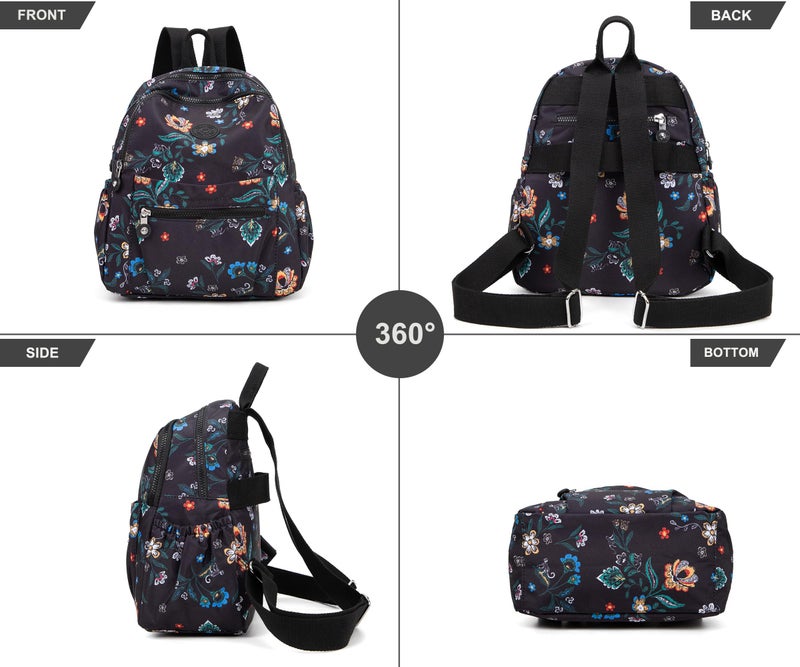 Pealwel Mini Backpack Purse for Women,Small Nylon backpacks for Ladies Backpacks Women Anti Theft Travel Bag (Flower) - Image 2