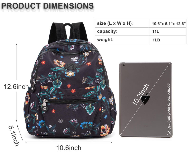 Pealwel Mini Backpack Purse for Women,Small Nylon backpacks for Ladies Backpacks Women Anti Theft Travel Bag (Flower) - Image 4