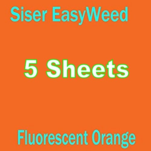 SISER 5 sheets of 12" x 15" Siser Easyweed Heat Transfer Vinyl, IRON ON T-shirt Heat Transfer, Craft Garment (F.ORANGE) - Image 1