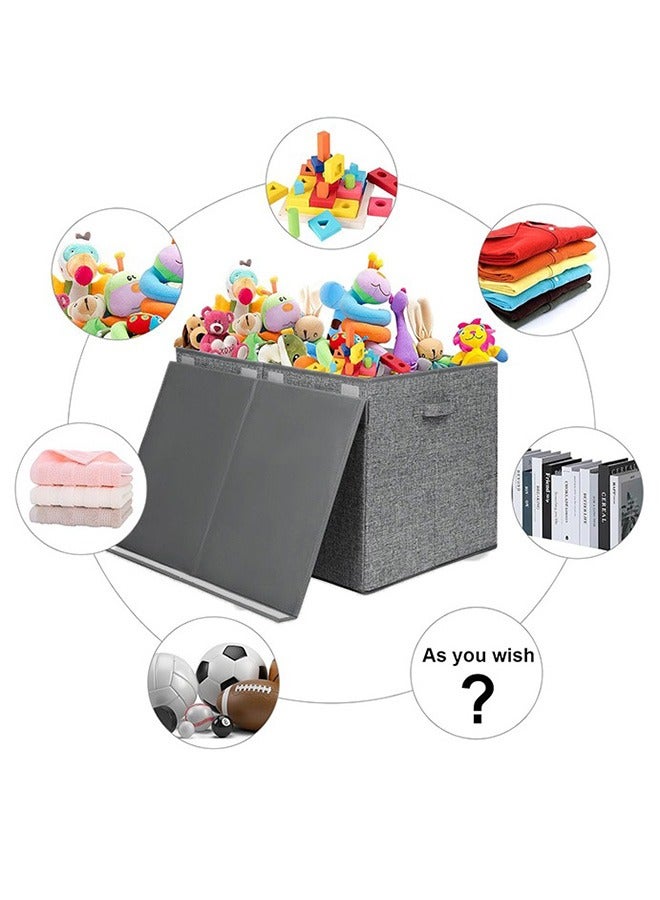 Arabest Collapsible Sturdy Toy Storage Organizer, Large Toy Box Chest with Lid, Toy Bin Organizer Basket with Lids, for Blanket, Toys, Toddler, Nursery, Playroom（double covers） - Image 2