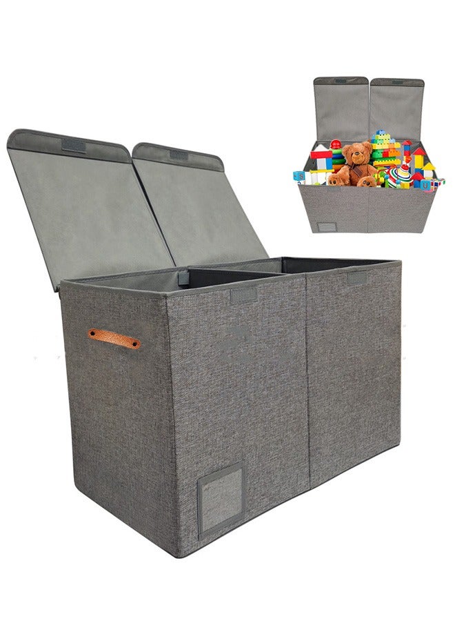 Arabest Collapsible Sturdy Toy Storage Organizer, Large Toy Box Chest with Lid, Toy Bin Organizer Basket with Lids, for Blanket, Toys, Toddler, Nursery, Playroom（double covers） - Image 1