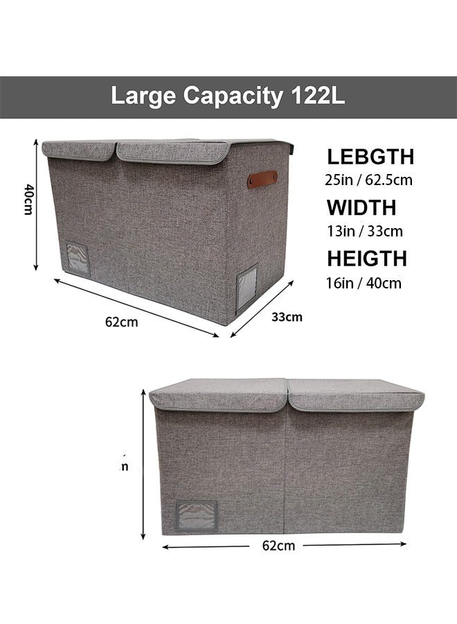 Arabest Collapsible Sturdy Toy Storage Organizer, Large Toy Box Chest with Lid, Toy Bin Organizer Basket with Lids, for Blanket, Toys, Toddler, Nursery, Playroom（double covers） - Image 4