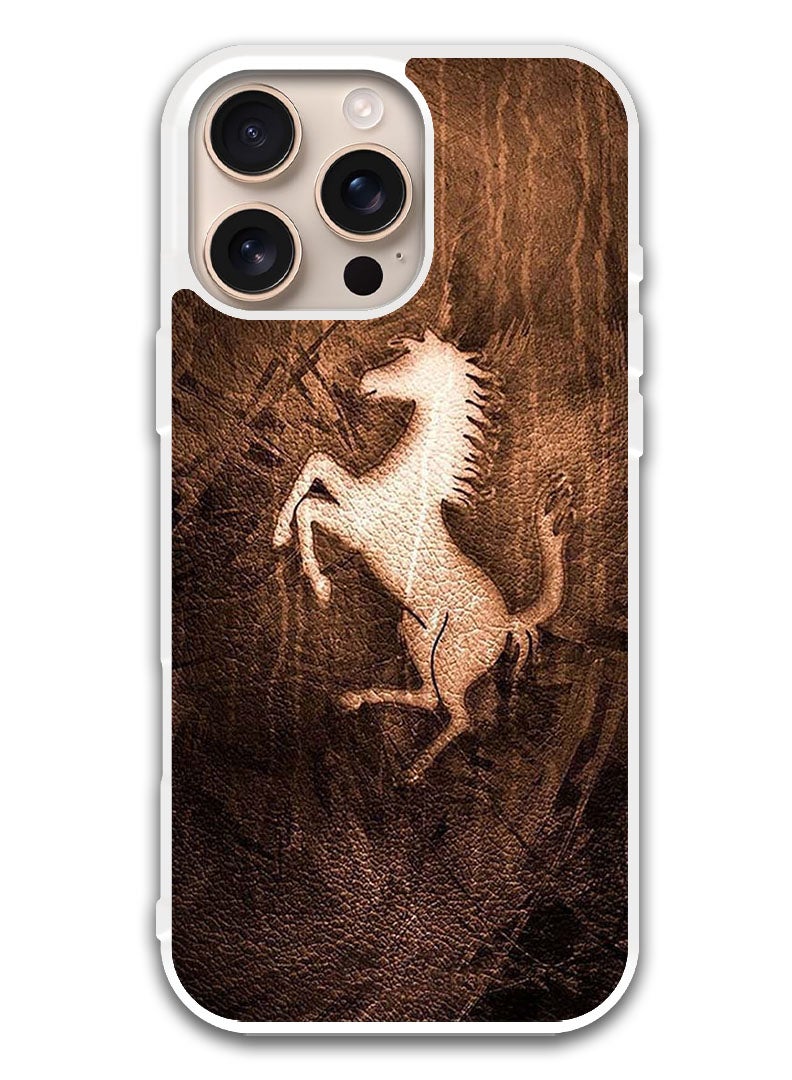Theodor Protective Case Cover For APPLE IPHONE 16 Pro Max Leather Horse (White Bumper) - Image 1