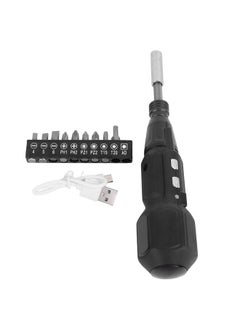 Thoraya Cordless Electric Screwdriver with LED Light Alloy Steel 900mAh USB Charging Electric Manual 2 in 1 Power Screwdriver Set Black  - Image 4