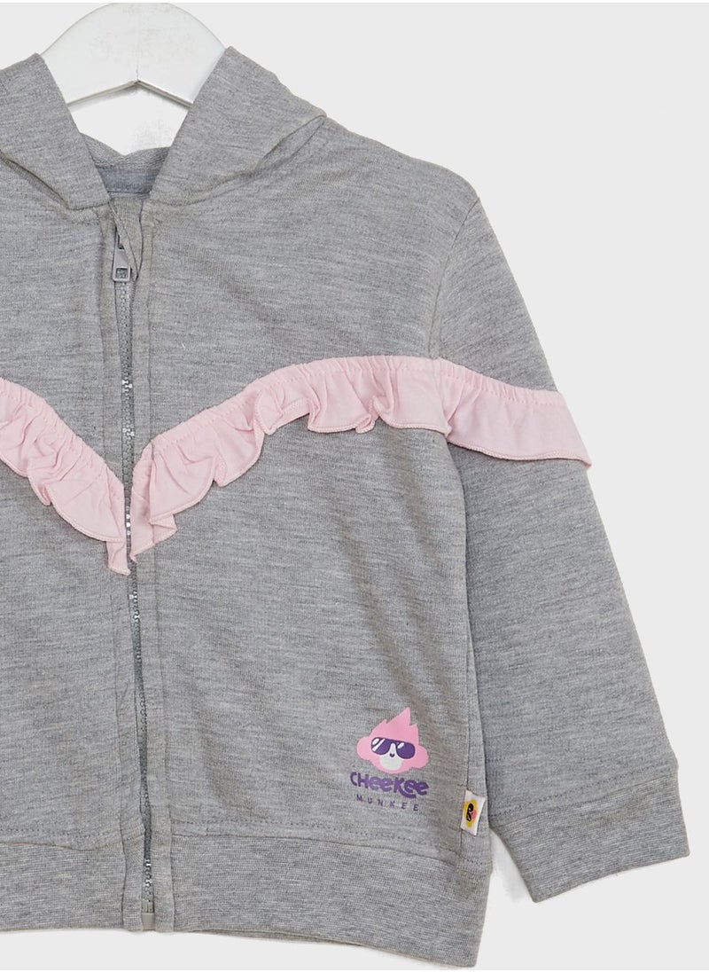 Cheekee Munkee - Kids Ruffle Zip Through Hoodie - Image 1