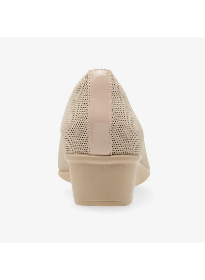 Le Confort Women's Flyknit Textured Slip-On Ballerina Shoes with Wedge Heels