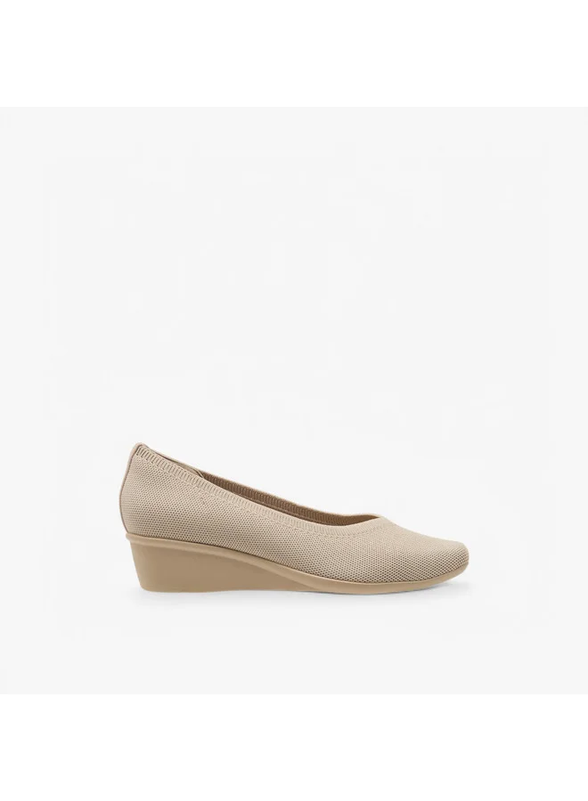 Le Confort Women's Flyknit Textured Slip-On Ballerina Shoes with Wedge Heels