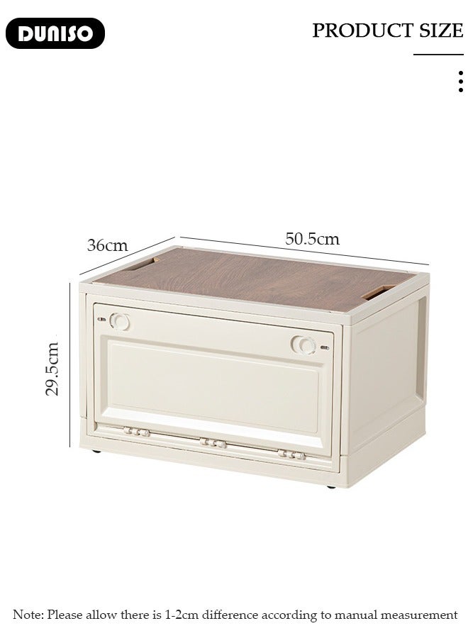 DUNISO صندوق تخزين للتخييم، حاوية تخزين خارجية بغطاء خشبي، صندوق تخزين قابل للطي بسعة كبيرة، طاولة نزهة خفيفة الوزن وطاولة تخييم وتخزين للطهي في الهواء الطلق والنزهات - Image 4