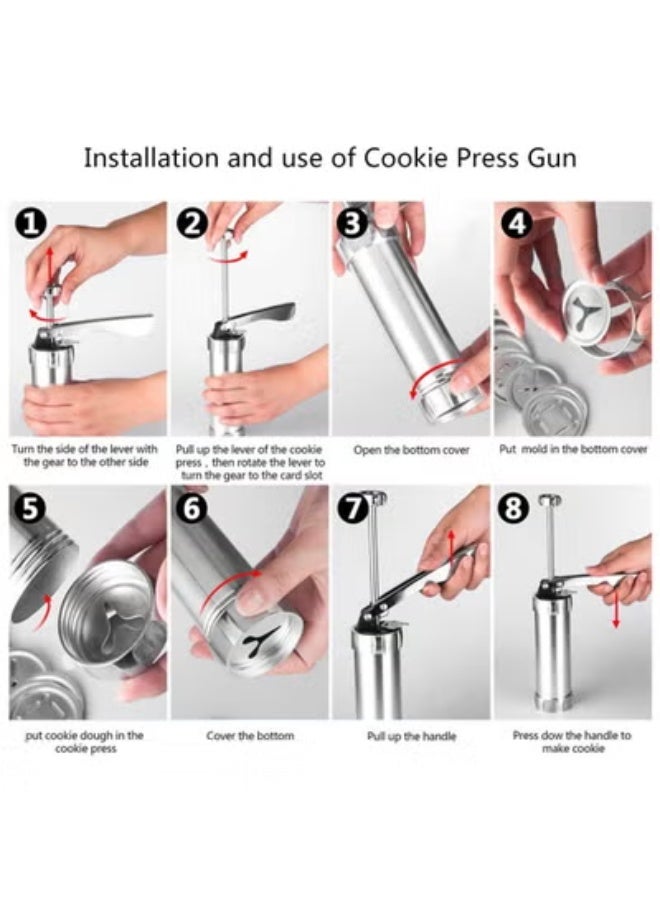 Hedge Cookie Press and Icing Set, Aluminium Alloy Cookie Decorating Tools, Excellent Baking Supplies, Including 13 Cookie Pattern Discs and 8 Icing Nozzles - Image 5