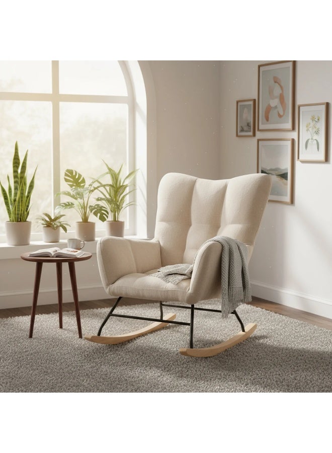 Baity Single chair, comfortable fabric for sitting - light beige - Image 1