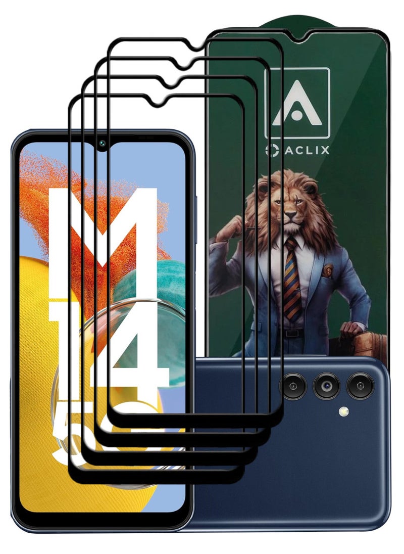 ACLIX 4 Pieces Antistatic ESD Dustproof Premium Quality High Definition Tempered Glass Screen Protector Designed For Samsung Galaxy M14 - Image 1