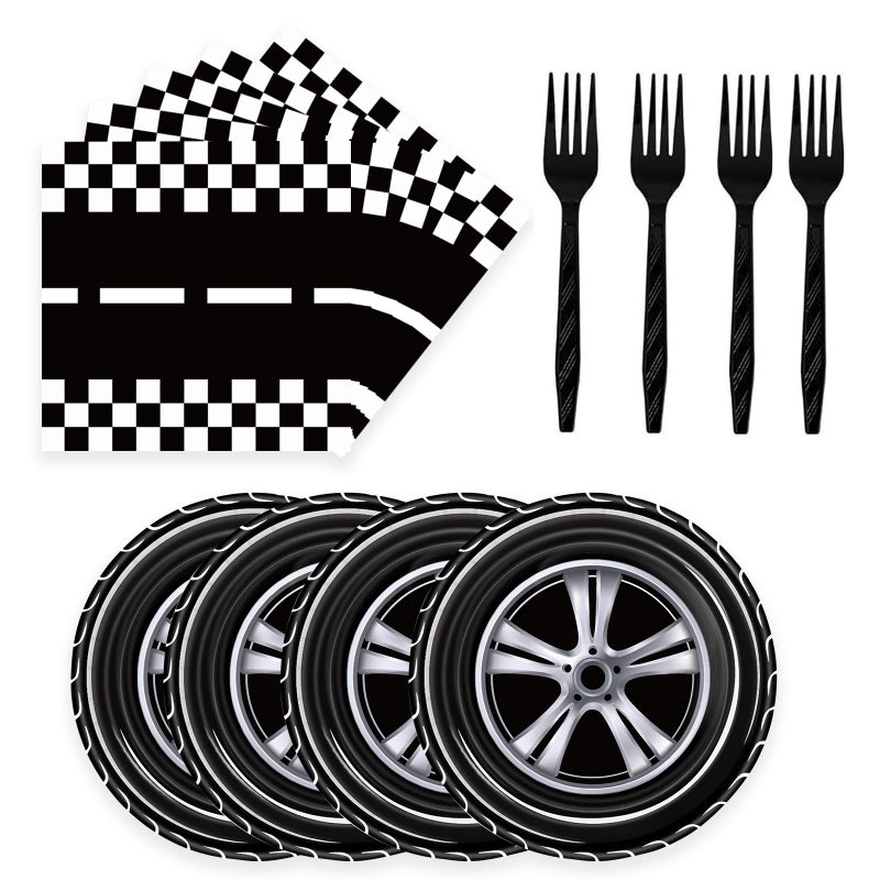 KFJBPB 72 Pcs Race Car Paper Plates and Napkins - Disposable Party Plates and Napkins Tableware Set for Boys Birthday or Baby Shower (Race Car) - Image 1