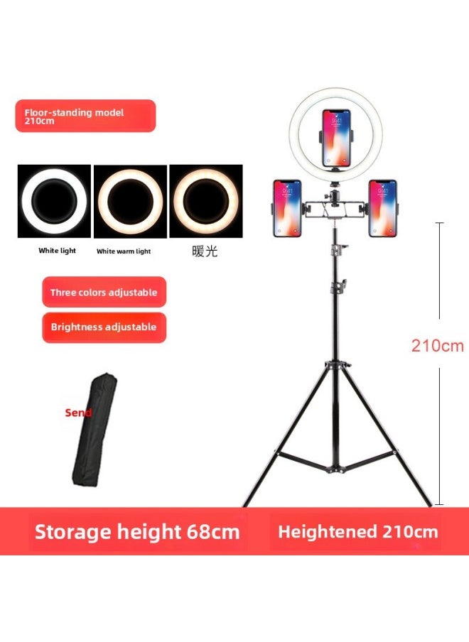 Generic - Spot Led Ring Light Mobile Phone Selfie Live Network Red Anchor Round Fill Light Photography Bracket Shooting-Color:210cm Bracket +26cm Fill Light + Three Machine Positions - Image 1