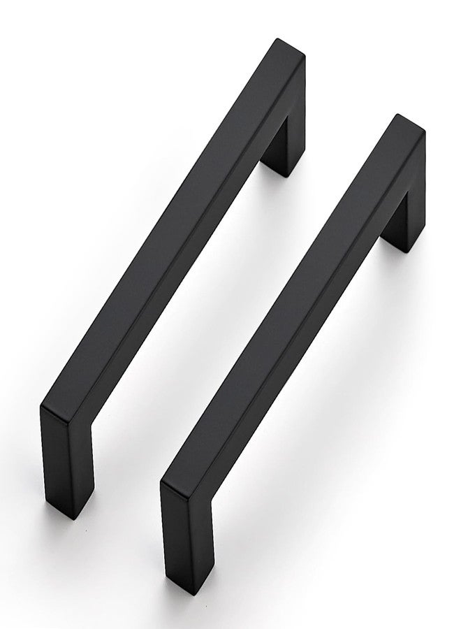 JOY DECOR Cabinet Handles, Black Cabinet Pulls, 2 Pack Kitchen Cabinet Handles 5 Inch, Square Drawer Pulls Stainless Steel Drawer Hardware Handles, 128mm Hole Centers - Image 1