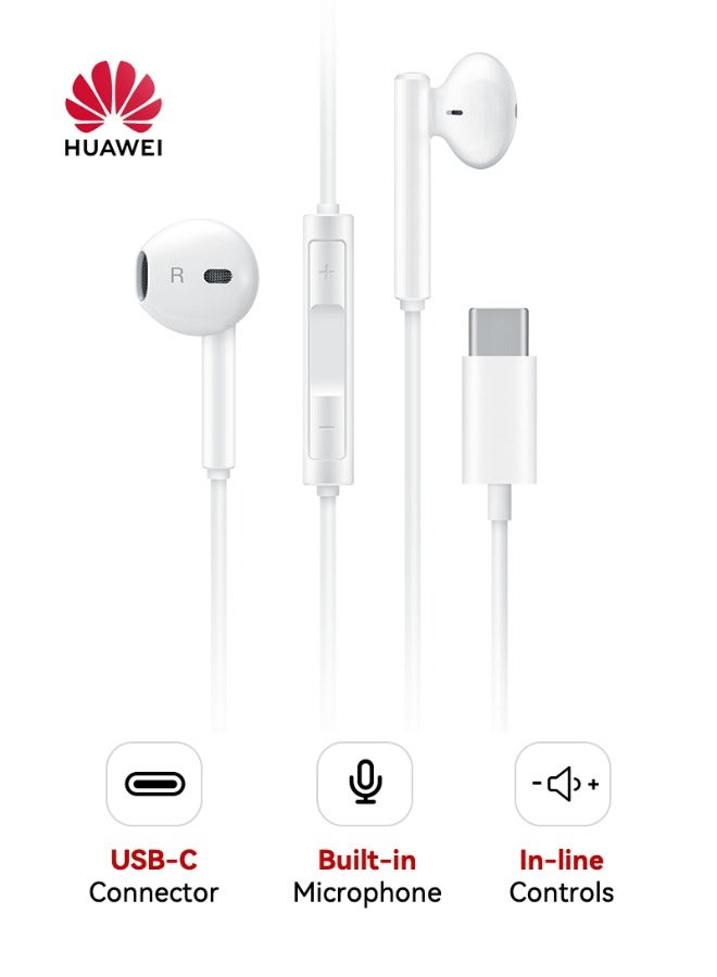 HUAWEI CM33 Wired In-Ear Headphones With Mic White - Image 1