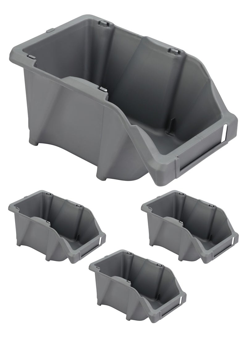 LAWAZIM - Plastic Storage Bin -4 Piece - Space Saving Stackable Storage Baskets Organizers for Household, Pantry Toys Crafts and Tools in Closets Garages Laundry Rooms Bathrooms and Offices - Image 1