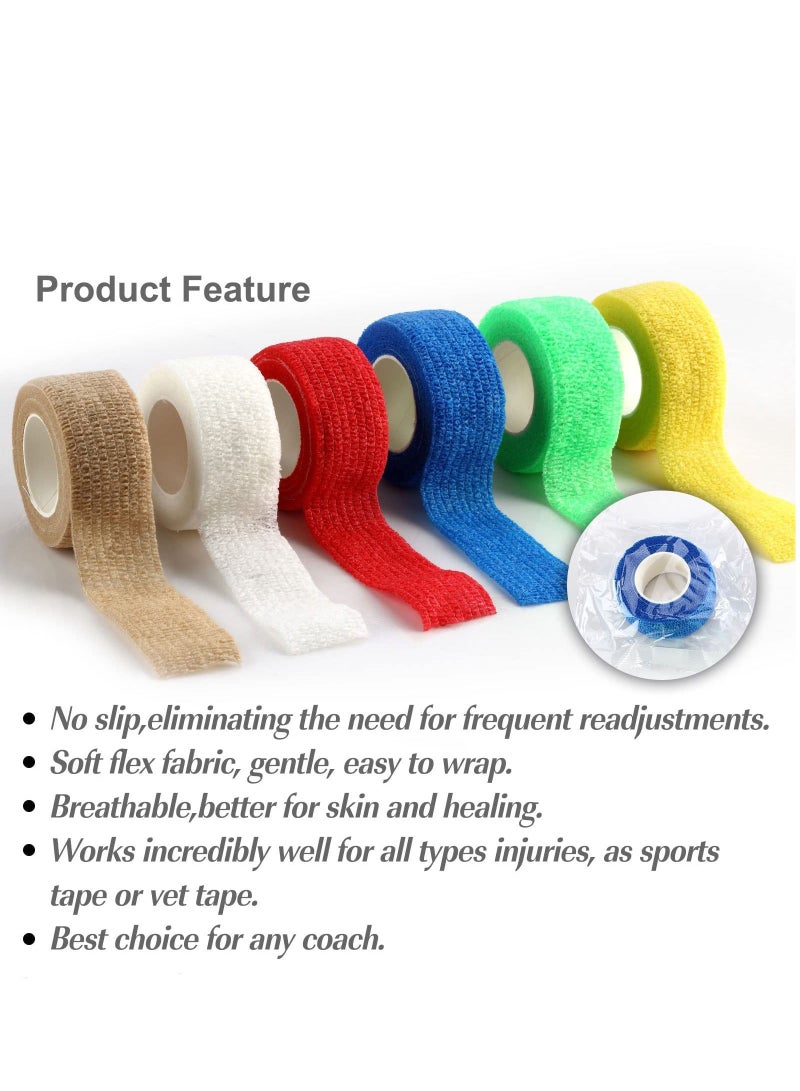 Sweet seven 12 Rolls of 1" x 5 Yards Cohesive Bandage Wrap - Self Adherent, Breathable Vet Tape for Sports, Wrist, Ankle, and Tattoo Wraps - Elastic Adhesive Bandage - Image 2