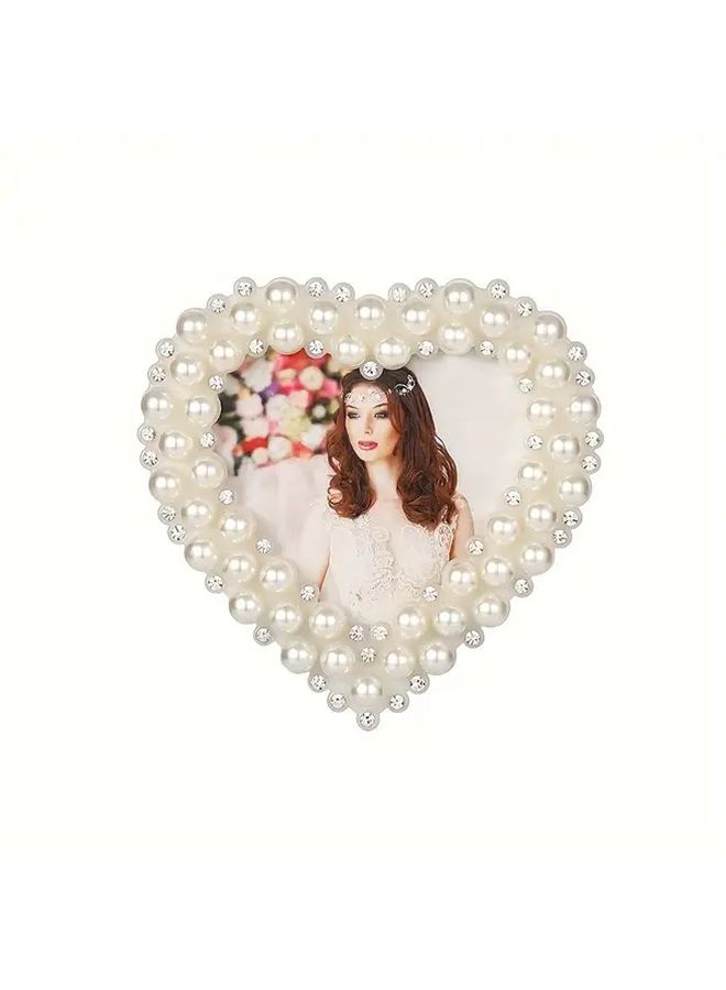 Heart Shaped Pearl Photo Frame 1017 Foldable Home Decor - Image 2