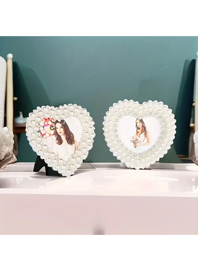 Heart Shaped Pearl Photo Frame 1017 Foldable Home Decor - Image 1