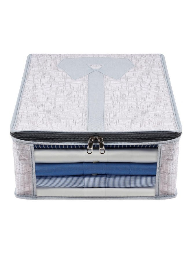 Kuber Industries Shirt Cover | Shirt Storage Organizer | Clothing Organizer | Foldable Shirt Cover | Wardrobe Organizer with Transparent Window | Jute Printed Shirt Bag | Pack of 6 | Gray - Image 2