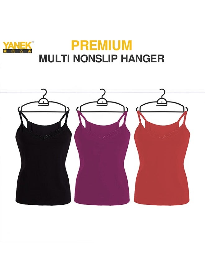 YANEK YANEK Plastic Hangers - Set of Slim Heavy Duty Clothes Hangers for Coats, Jackets, and Pants - Everyday Use Clothing Hangers with Hooks - Standard Coat Hanger Set (18 PACK, Black)  - Image 3