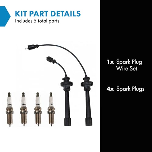 TRQ طقم إشعال TRQ مجموعة أسلاك شمعات الإشعال متوافقة مع 2000-2005 ميتسوبيشي إكليبس 1998-2003 جالانت 2002-2007 لانسر 1997-2002 ميراچ 2003-2004 أوتلاندر - Image 2