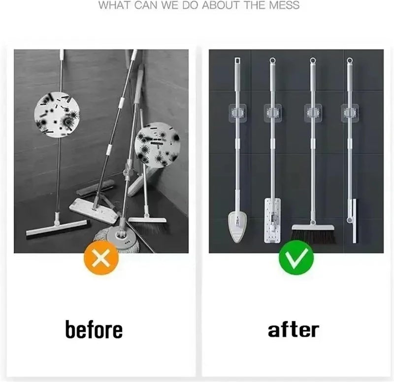 Broom Holder Wall Mount 50Pcs Self-adhesive Mop Holder Broom Stand Wall Mounted Mop Support Sweeping Brush Hook Storage Organizer for Kitchen Bathroom(50Pcs Grey) - Image 5