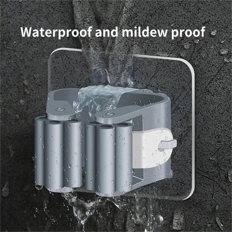 Broom Holder Wall Mount 50Pcs Self-adhesive Mop Holder Broom Stand Wall Mounted Mop Support Sweeping Brush Hook Storage Organizer for Kitchen Bathroom(50Pcs Grey) - Image 2