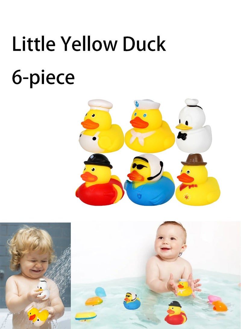6-Piece Little Yellow Duck Bath Toys, Fun Role-Playing Water Toys for Kids, Ideal for Bath/Swimming/Water Play  - Image 1