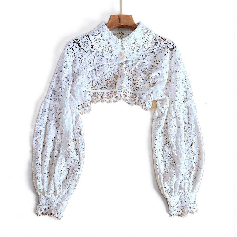 High Compatibility Lace Collar White Long Sleeve Fit Most Tops All Body Sizes - Image 3