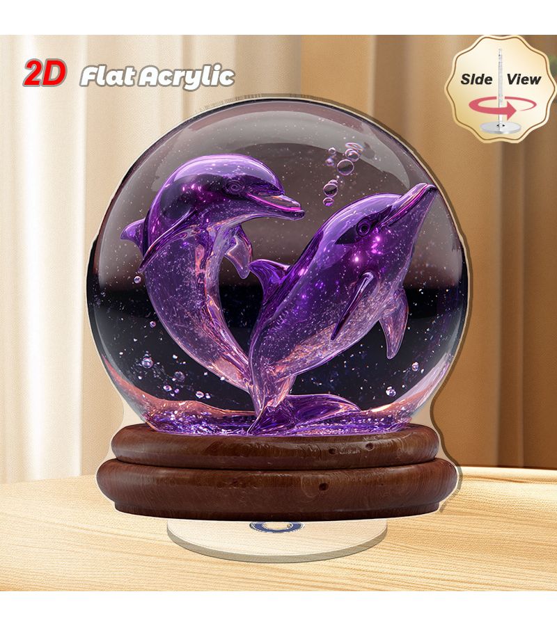 2D Dolphin Rotating Acrylic Turntable All Season Outdoor Home Decor Gift - Image 2