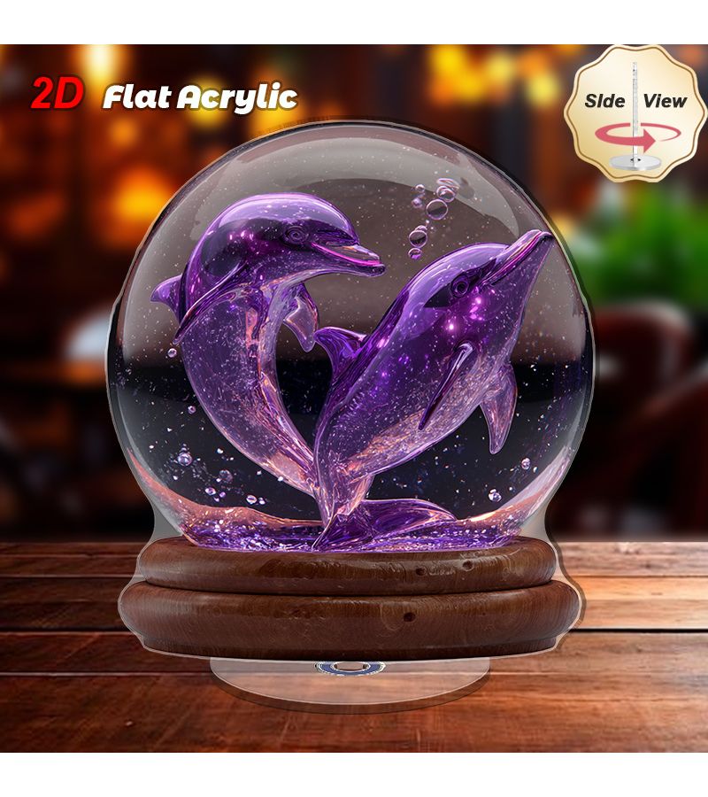 2D Dolphin Rotating Acrylic Turntable All Season Outdoor Home Decor Gift - Image 1