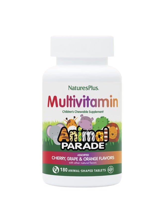 NaturesPlus Natures Plus Animal Parade Children's Chewable Multivitamin - 180 Animal-Shaped Tablets, Pack of 3 - Natural Assorted Flavors - Vegan, Gluten Free - 270 Total Servings - Image 1