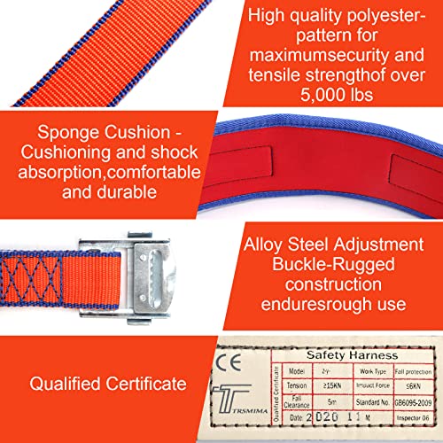TT TRSMIMA Trsmima Safety Belt with Adjustable Lanyard and Updated Waist Pad - Tree Climbing Belt Harness - Safety Lanyard Fall Protection- Fall Arrest Kite Climbing Lanyard,Ladder Safety Harness - Image 3