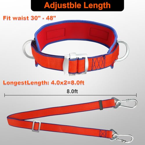 TT TRSMIMA Trsmima Safety Belt with Adjustable Lanyard and Updated Waist Pad - Tree Climbing Belt Harness - Safety Lanyard Fall Protection- Fall Arrest Kite Climbing Lanyard,Ladder Safety Harness - Image 2