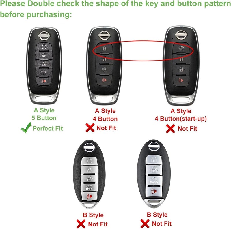 sheful 5 Buttons Premium Leather Key Fob Cover Protector Compatible with Nissan Patrol Y63 2025 2026 Accessories, Full Protection Key Case Shell with Keychain - Image 2