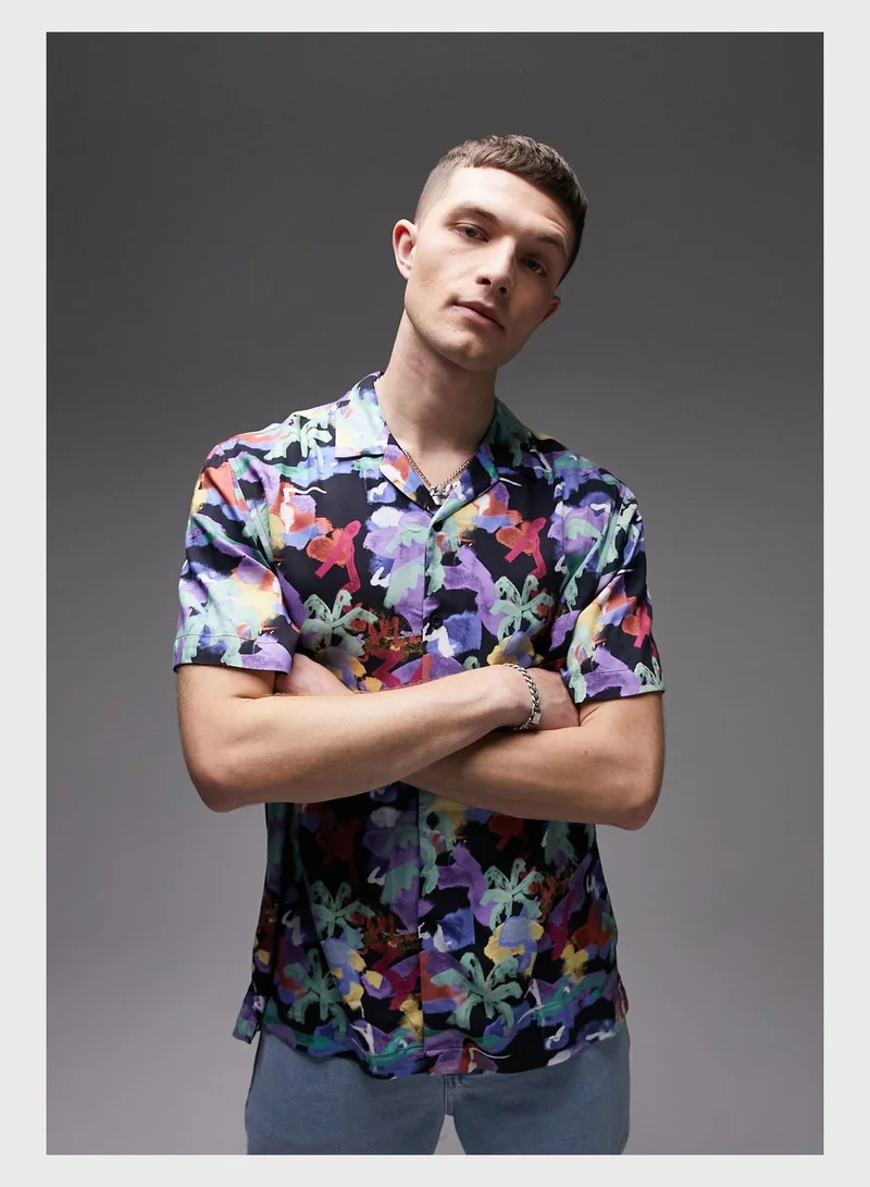 TOPMAN Paintbrush Print Shirt