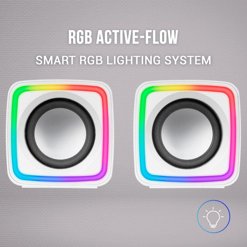 مارس_جيمنج Mars Gaming MSCUBEW أبيض، مكبرات صوت ألعاب RGB مضغوطة، معالج صوت DSP بقوة 8 واط، تحكم في مستوى الصوت - Image 3