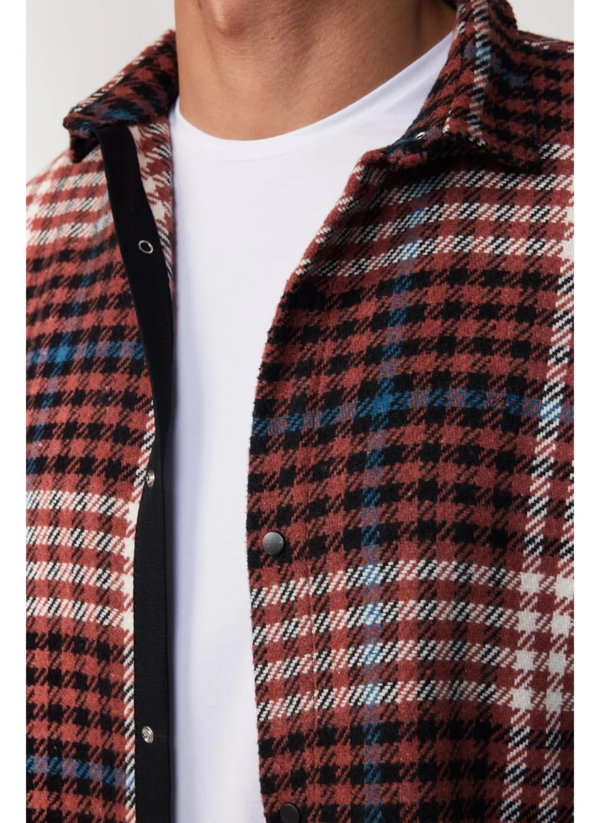 تودورس Slim Fit Narrow Cut Flap Double Pocket Checked Lumberjack Men's Shirt
