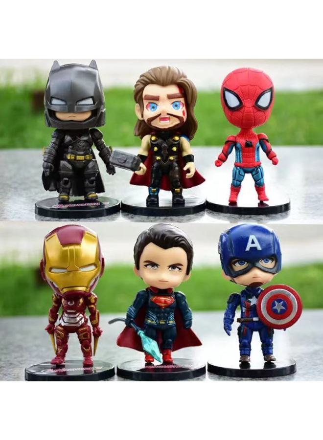 Q Version Of The Avengers Alliance Hand Ornaments Model Doll Steel Spider Man Captain America Cake Decoration Ornaments-Color:Q Version Revenge Alliance 6-piece Set - Image 2