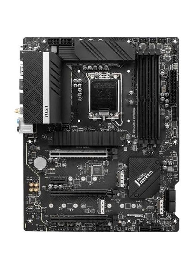 لوحة أم ATX Pro Z690-A واي فاي DDR4 بمقبس LGA 1700 ورقاقة Z690 وذاكرة DDR4 بسعة 128 جيجا وشبكة LAN بسرعة 2.5 جيجا في الثانية ووحدة Intel Wi-Fi 6 وفتحة PCI-E X16 وفتحة M.2 SATA III ومخرج HDMI ومخرج DP - لون أسود أسود