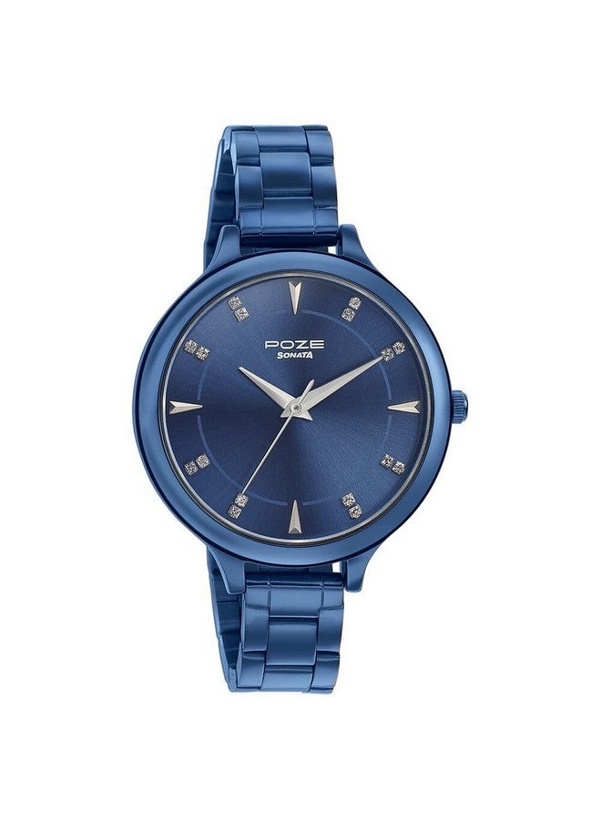 سوناتا ساعة سوناتا بوز كوارتز أنالوج بمينا زرقاء وسوار معدني للنساء - SP80015QM02 - Image 1