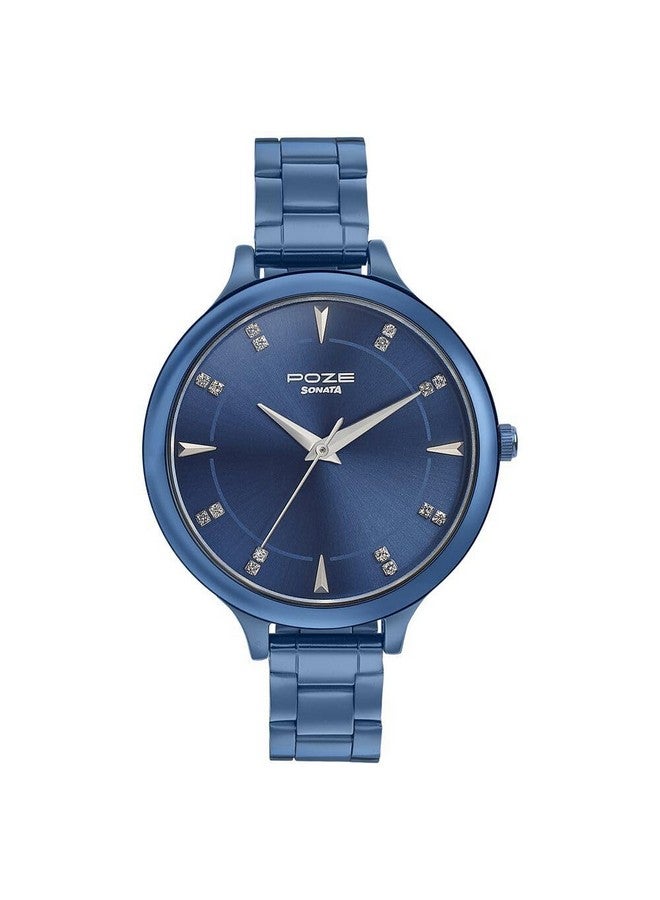 سوناتا ساعة سوناتا بوز كوارتز أنالوج بمينا زرقاء وسوار معدني للنساء - SP80015QM02 - Image 2